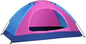 Camping Tent, Double Door Portable Tent With Shelters Carry Bag, 1 To 2 Persons Lightweight Waterproof Camping Hiking Tent, Perfect For Backpacking And Camping(1 person Pink)