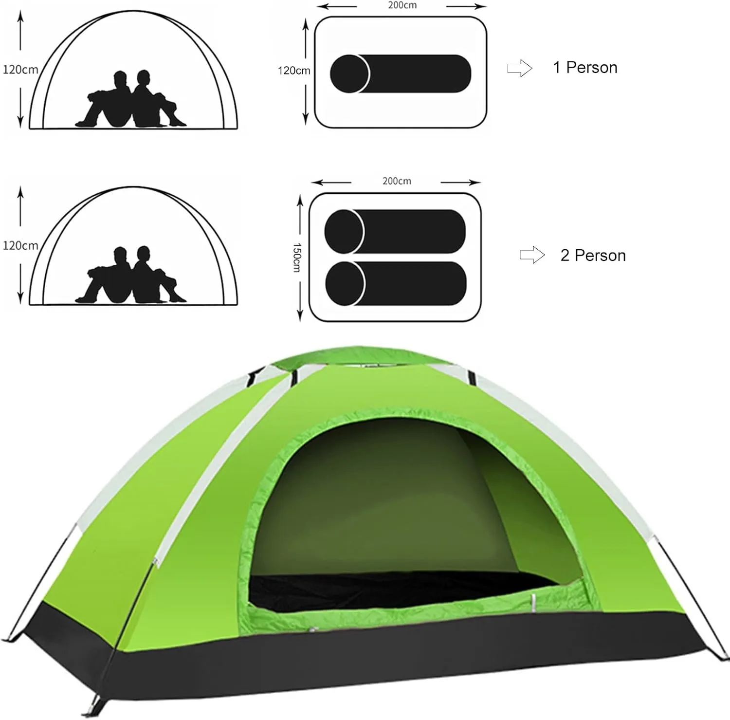 Camping Tent, Double Door Portable Tent With Shelters Carry Bag, 1 To 2 Persons Lightweight Waterproof Camping Hiking Tent, Perfect For Backpacking And Camping(1 person Pink)
