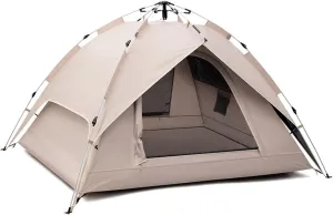 Camping Tent for 3-4 Person, Lightweight Waterproof Tents for Camping, Beach Tent, Two Doors, UV Resistant, Quick-Setup Dome Tent for Outdoor Hiking, Family Camping, and Travel