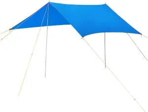 Camping Tent Tarp Waterproof 300x300cm, Hammock Rain Fly Tarp with Poles, Ropes & Pegs for Outdoor Use
