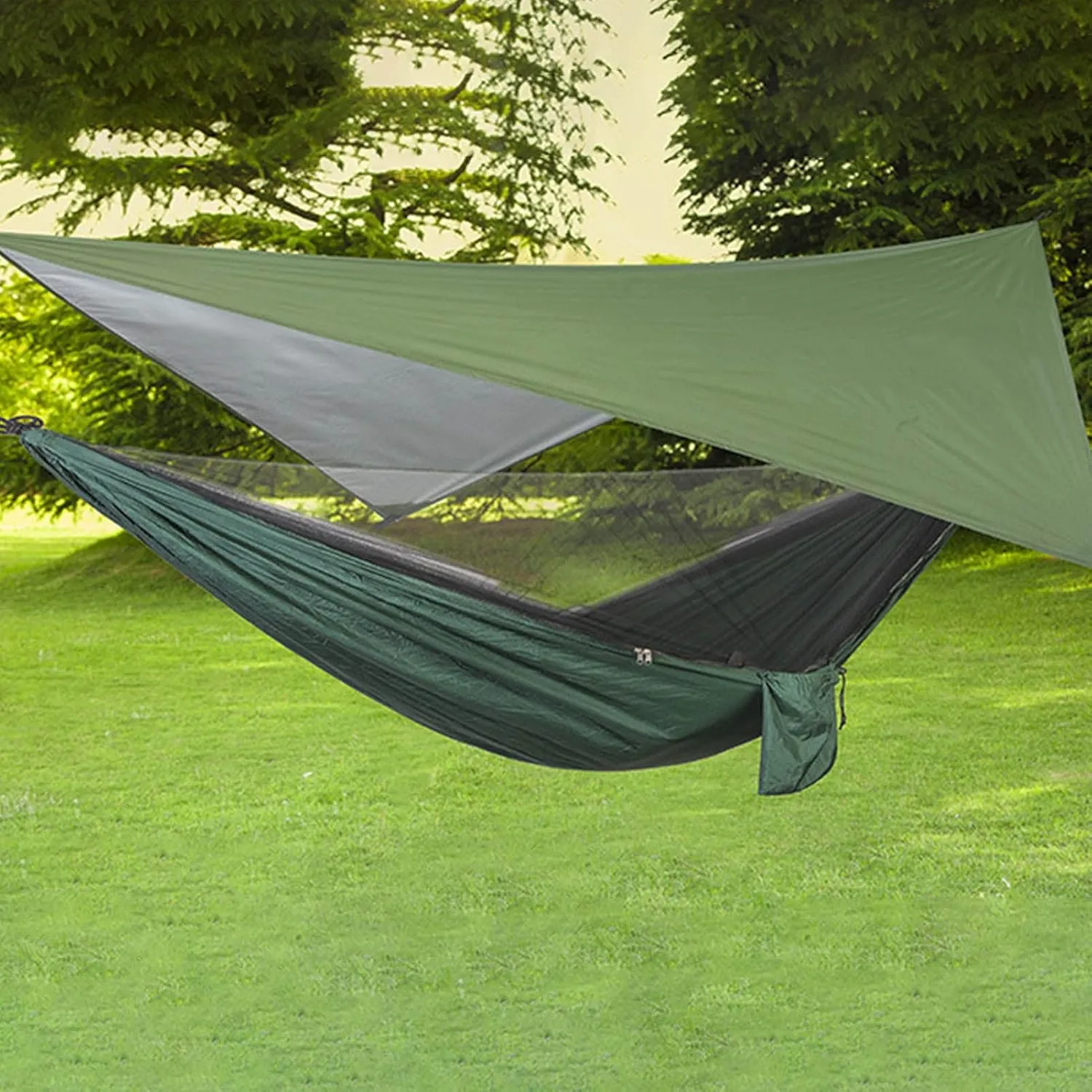 Camping Tent Tarp, Waterproof Sunproof Tent Canopy, Lightweight Hammock Sun Shelter Shade Tent Tarp Awning Canopy, Portable Family Beach Tent Sun Shade Canopy for(230x140CM-Silvery Green)