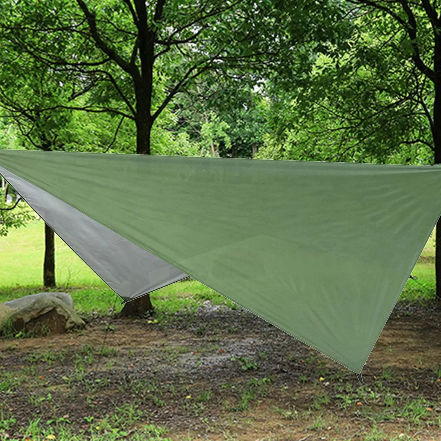 Camping Tent Tarp, Waterproof Sunproof Tent Canopy, Lightweight Hammock Sun Shelter Shade Tent Tarp Awning Canopy, Portable Family Beach Tent Sun Shade Canopy for(230x140CM-Silvery Green)