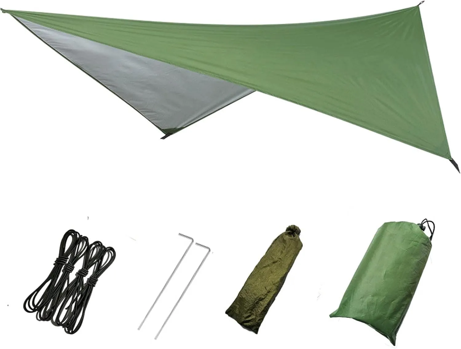 Camping Tent Tarp, Waterproof Sunproof Tent Canopy, Lightweight Hammock Sun Shelter Shade Tent Tarp Awning Canopy, Portable Family Beach Tent Sun Shade Canopy for(230x140CM-Silvery Green)
