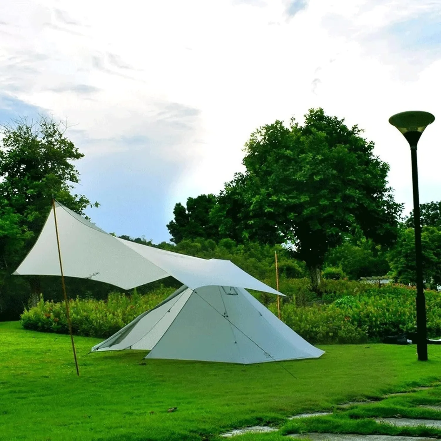 Camping Tent Ultralight Tarpaulin Nylon Silicone Coated Outdoor Camping Tent Butterfly Shape Tarpaulin (1 One Size)