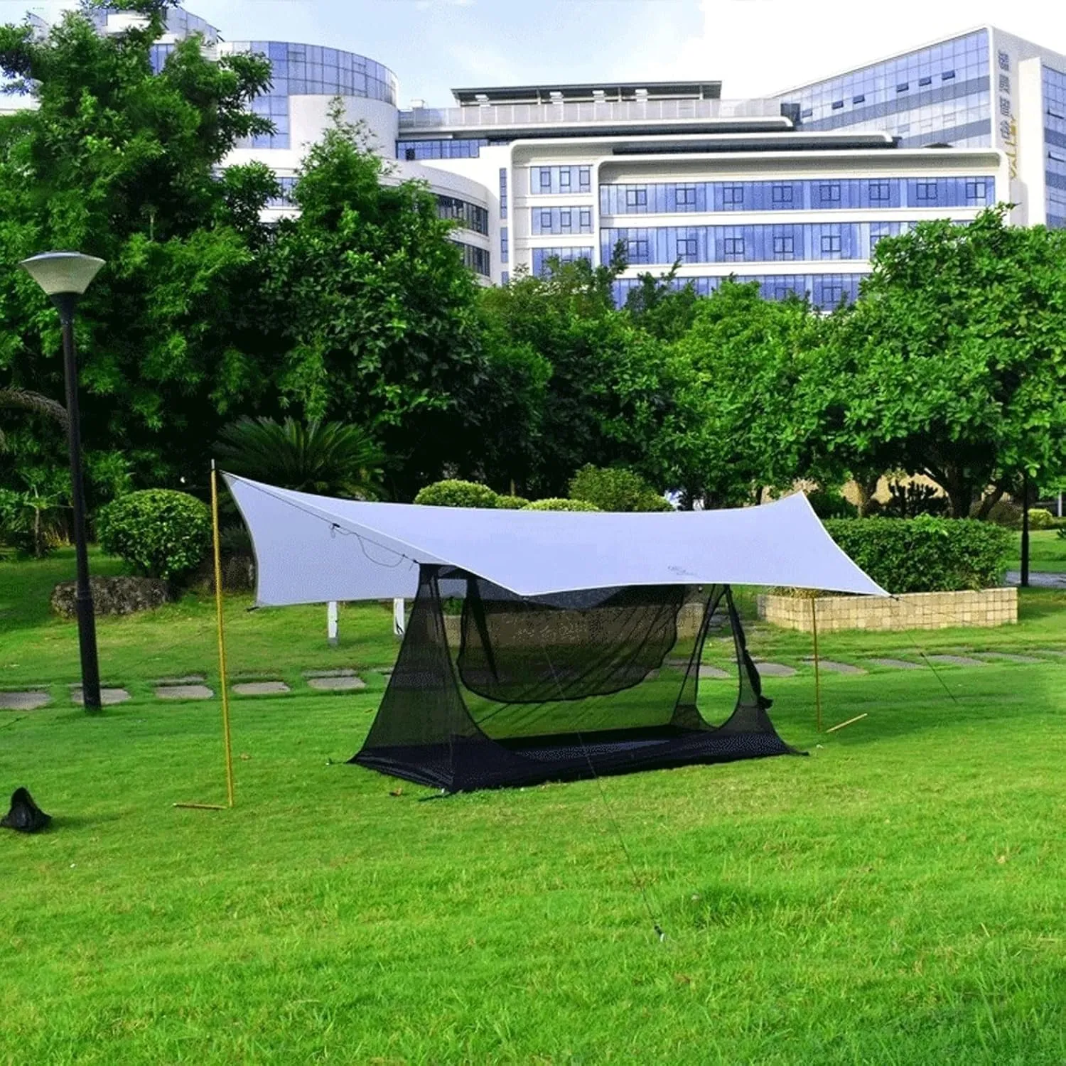Camping Tent Ultralight Tarpaulin Nylon Silicone Coated Outdoor Camping Tent Butterfly Shape Tarpaulin (1 One Size)