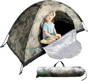 Camping Tent Waterproof Dome Tents Windproof Single Person Tent UV Protection Camouflage Easy Setup Backpacking for Traveling Beach 39x79x43'' Camping