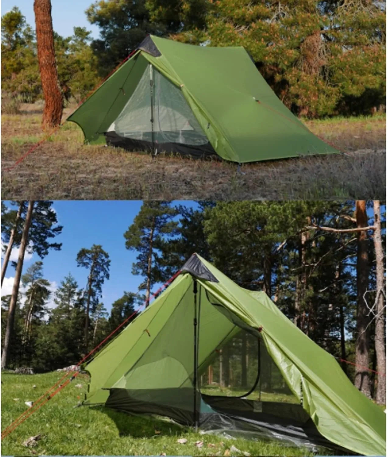 Camping Tents,2022 New 2 Person Ultralight Camping Tent 3 Season Professional 15d Rodless Tent (Color : Green 2P, Size : 3 Season)
