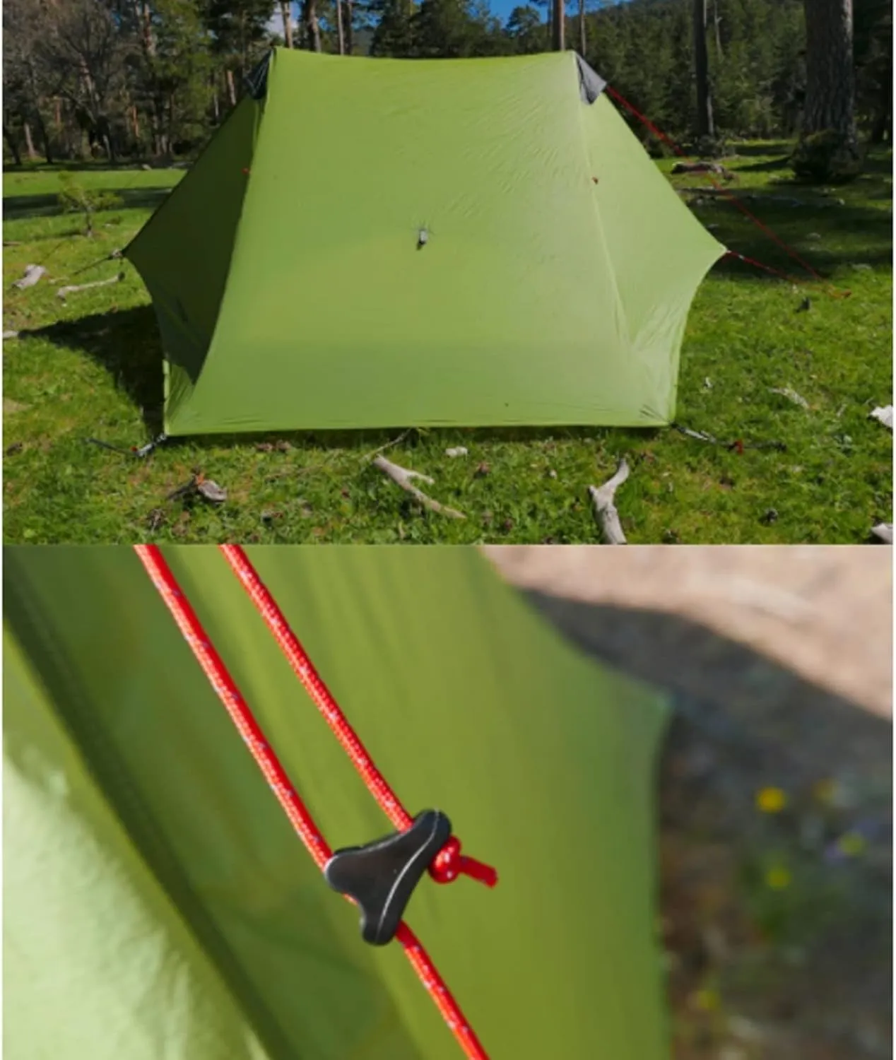Camping Tents,2022 New 2 Person Ultralight Camping Tent 3 Season Professional 15d Rodless Tent (Color : Green 2P, Size : 3 Season)