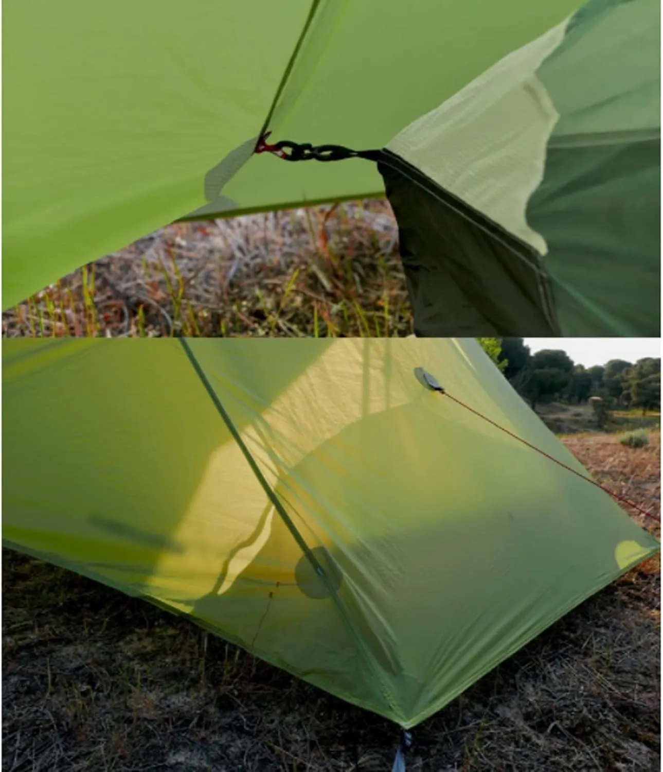 Camping Tents,2022 New 2 Person Ultralight Camping Tent 3 Season Professional 15d Rodless Tent (Color : Green 2P, Size : 3 Season)