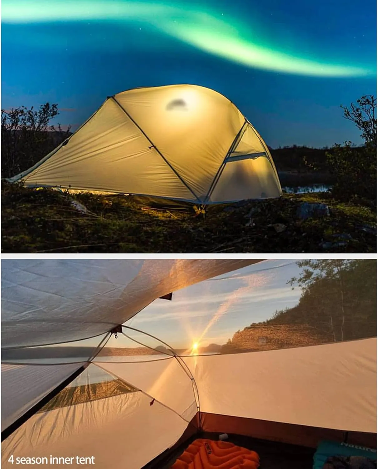 Camping Tents,Camping Tent 3-4 Season 15d/210t Outdoor Ultralight Silicon Coated Nylon Waterproof Tents (Color : 210t Green, Size : 4 Season)