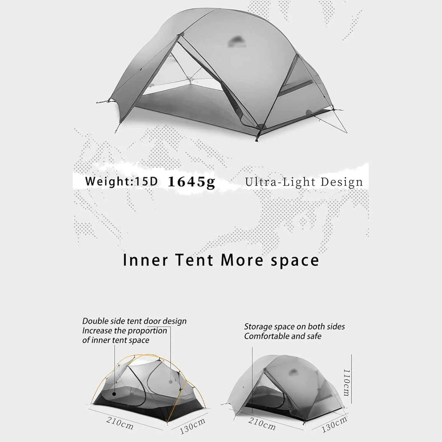 Camping Tents,Camping Tent 3-4 Season 15d/210t Outdoor Ultralight Silicon Coated Nylon Waterproof Tents (Color : 210t Green, Size : 4 Season)