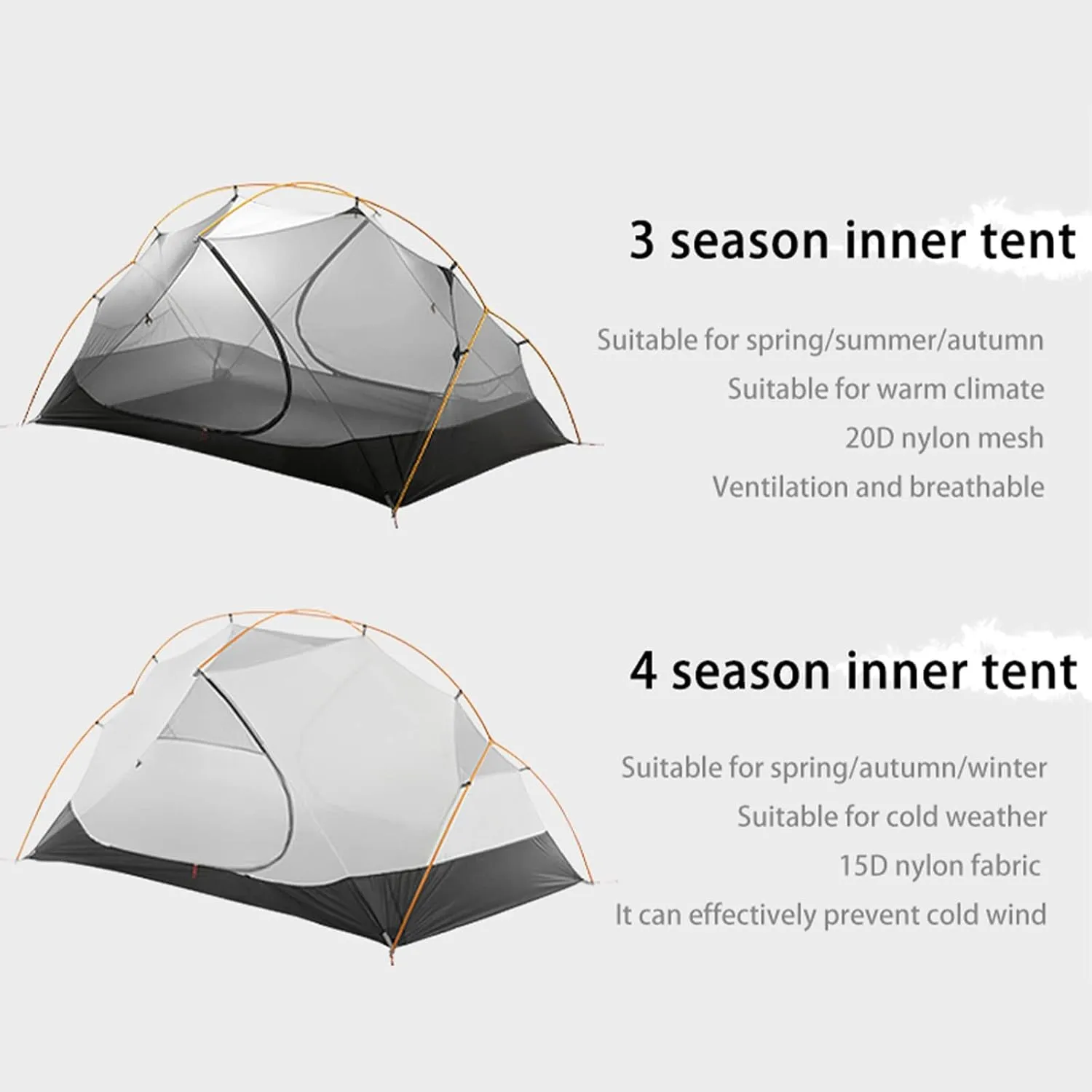 Camping Tents,Camping Tent 3-4 Season 15d/210t Outdoor Ultralight Silicon Coated Nylon Waterproof Tents (Color : 210t Green, Size : 4 Season)