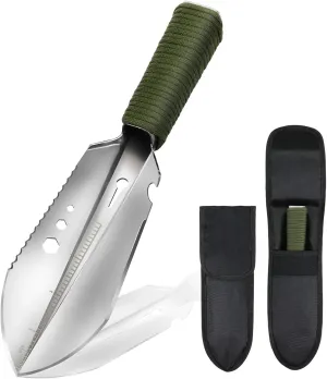 Camping Trowel Garden Mini Ultralight Shovel Backpacking Portable Multi-Tool with Carrying Pouch for Survival,Outdoor,Hiking,Digging (Sliver)