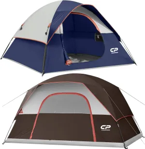 CAMPROS CP Tent 3/6 Person Camping Tents, Waterproof Windproof Family Dome Tent with Top Rainfly, Large Mesh Windows, Wide Door, Easy Set Up, Portable with Carry Bag, for All Seasons - Blue