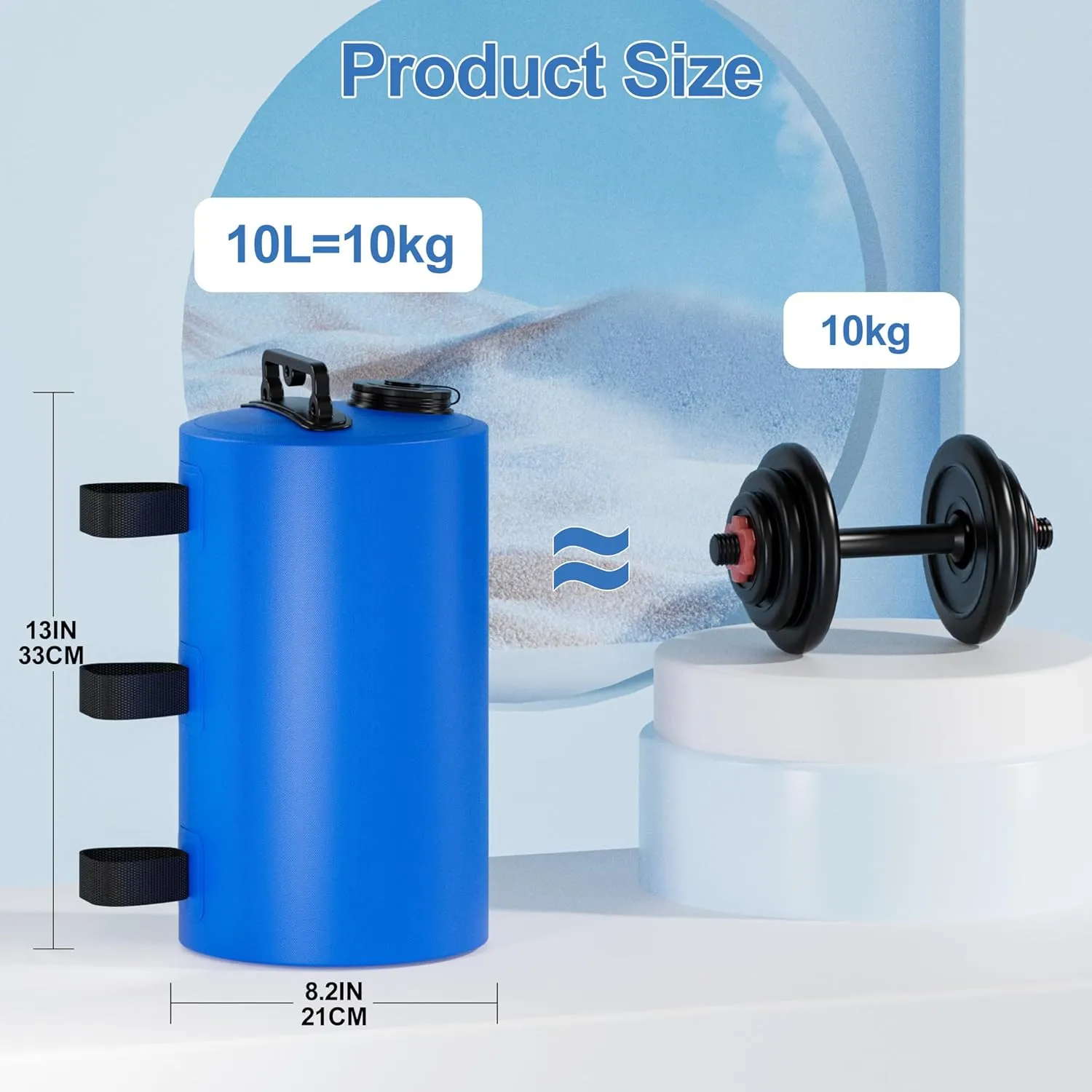 Canopy Water Weights Bag, 88 lb Tent 4 Leg Weights Bag, Portable 10L Water Bag Windproof Fixed Canopy Weights Bag, for Outdoor Pop Up Tent, Canopies, Gazebo, Shelter, 4 Pack (10L Blue)