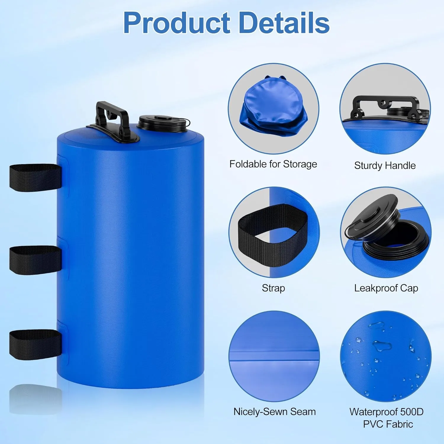 Canopy Water Weights Bag, 88 lb Tent 4 Leg Weights Bag, Portable 10L Water Bag Windproof Fixed Canopy Weights Bag, for Outdoor Pop Up Tent, Canopies, Gazebo, Shelter, 4 Pack (10L Blue)