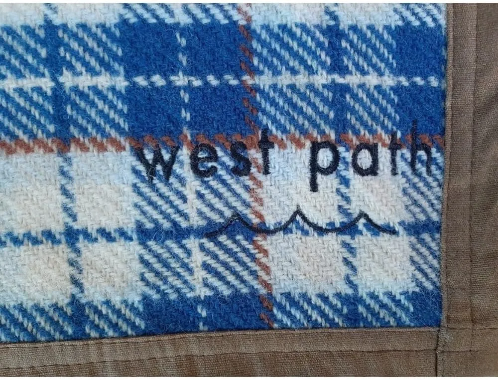 Canvas Camp Blanket – Waterproof Outdoor Blanket, Waxed Canvas with Water Repellent Backing, Bushcraft & Campfire Friendly, Ideal for Camping, Hiking, Beach, Picnic & Festivals (Blue/White, Regular)