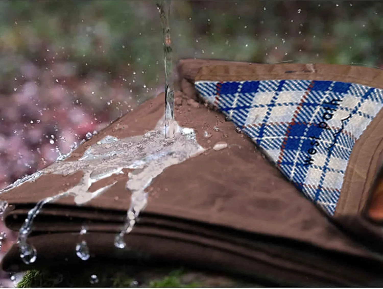 Canvas Camp Blanket – Waterproof Outdoor Blanket, Waxed Canvas with Water Repellent Backing, Bushcraft & Campfire Friendly, Ideal for Camping, Hiking, Beach, Picnic & Festivals (Blue/White, Regular)