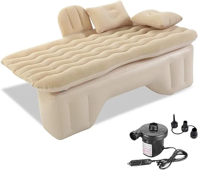 Car Air Mattress Back Seat for Jeep Compass,Double Side Flocking Car Bed Portable Air Mattress Car Sleeping Mattress Car Accessories Cars Camping Bed,Off White
