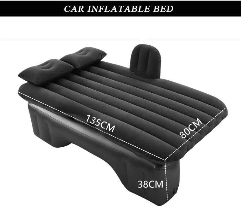 Car Air Mattress for Jaguar XJ, Inflatable Back Seat Sleeping Pad with Pump & 2 Pillows, Folding Portable Camping Bed for Travel& Road Trips,Black