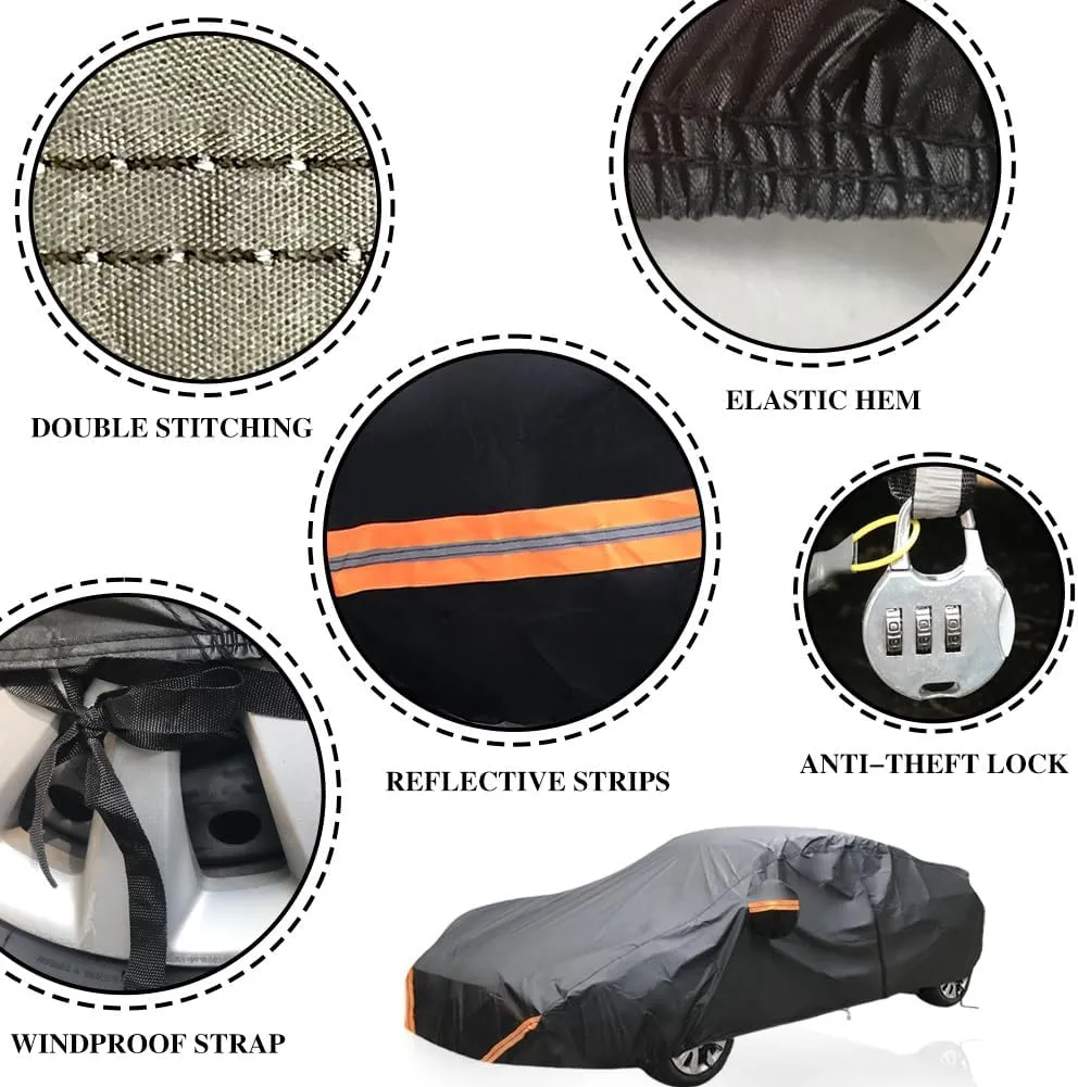 Car Cover Compatible with Jeep Compass, Outdoor Waterproof All Weather Protection Full Covers Wind Rain Proof(Black)