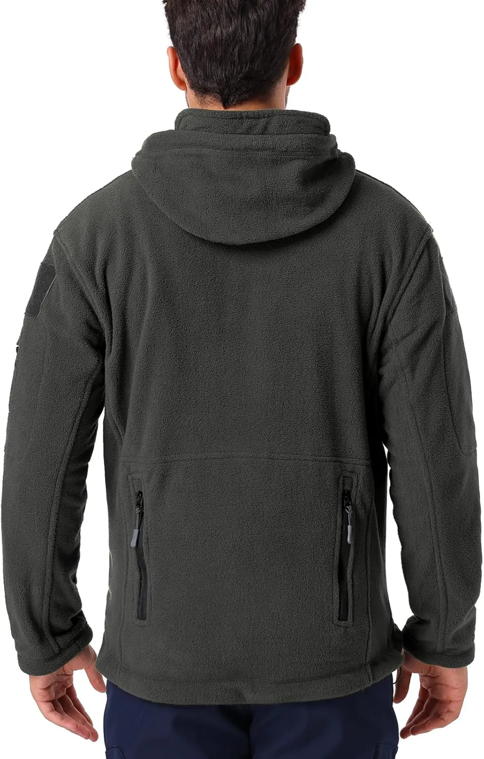 CARWORNIC Men's Military Tactical Fleece Jacket Warm Multi-Pockets Outdoor Hooded Coat