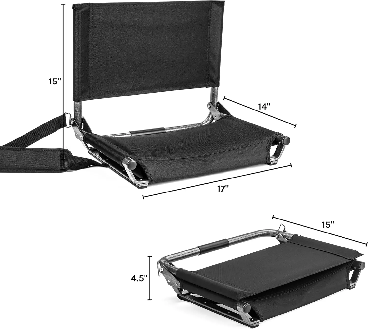 Cascade Mountain Tech Stadium Seat - Lightweight, Portable Folding Chair for Bleachers and Benches - Royal Blue, Regular - 17"