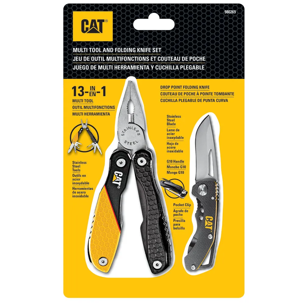 CAT 13-IN-1 MULTI TOOL & FOLDING SKELETON KNIFE SET