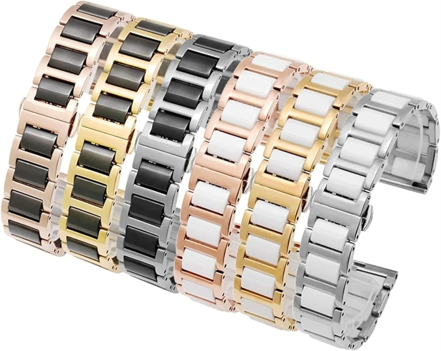 Ceramic Bracelet Stainless Steel Combination watchband for Women Man Strap Fashion Wristwatch Band