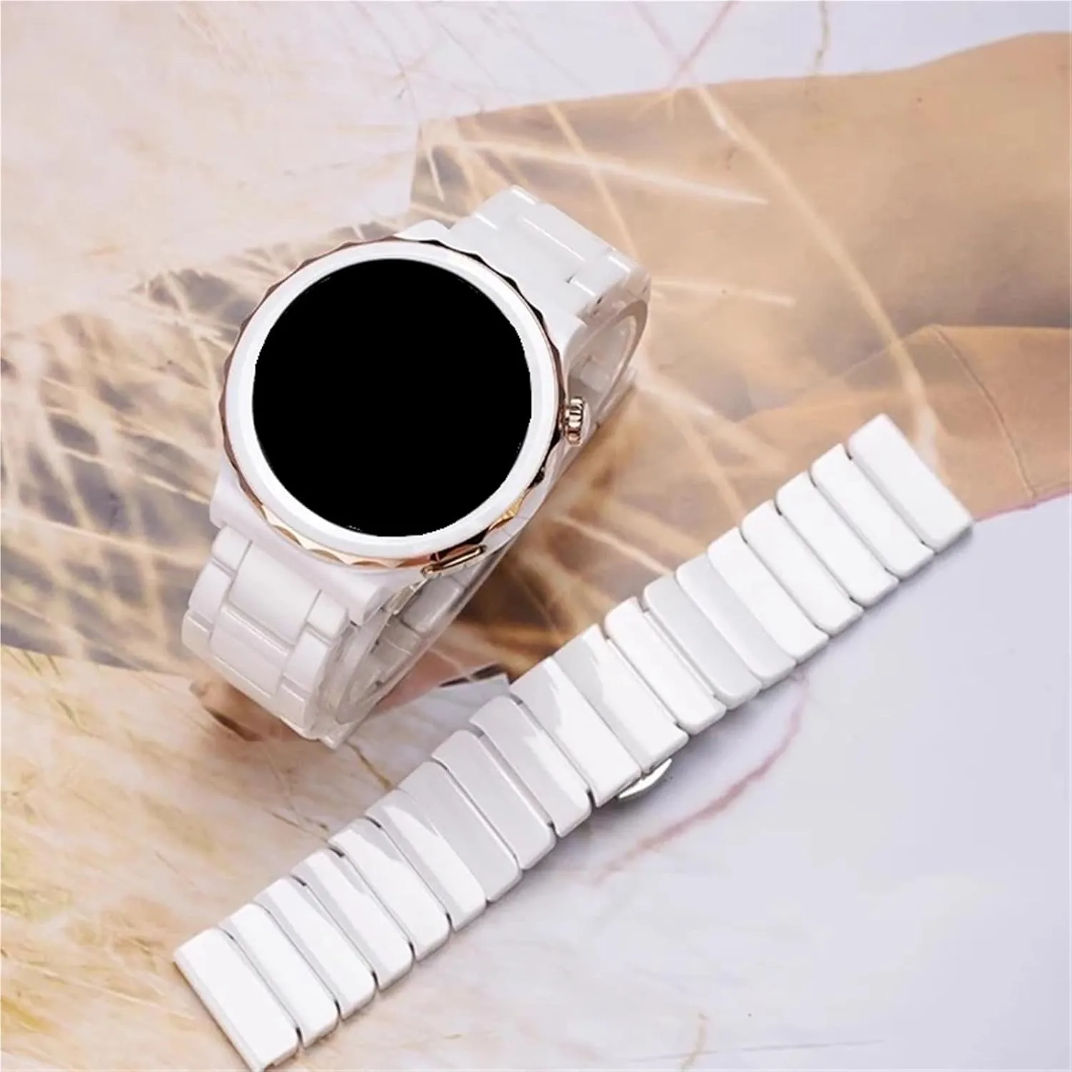 Ceramic Watch Band Stainless Steel Removable 20mm Quick Release Watch Strap Men Women Universal Wristband