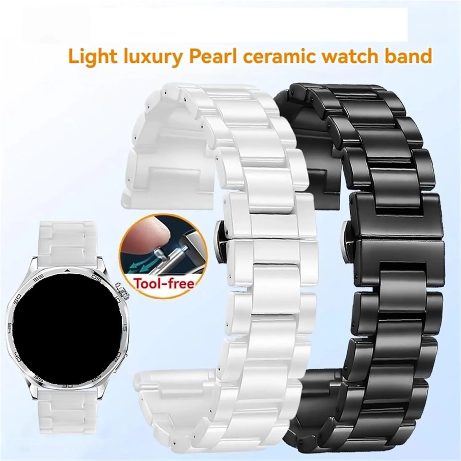 Ceramics Stainless Steel Watch Strap Bracelet Links Removable Replacement Bands Men Women Universal Band