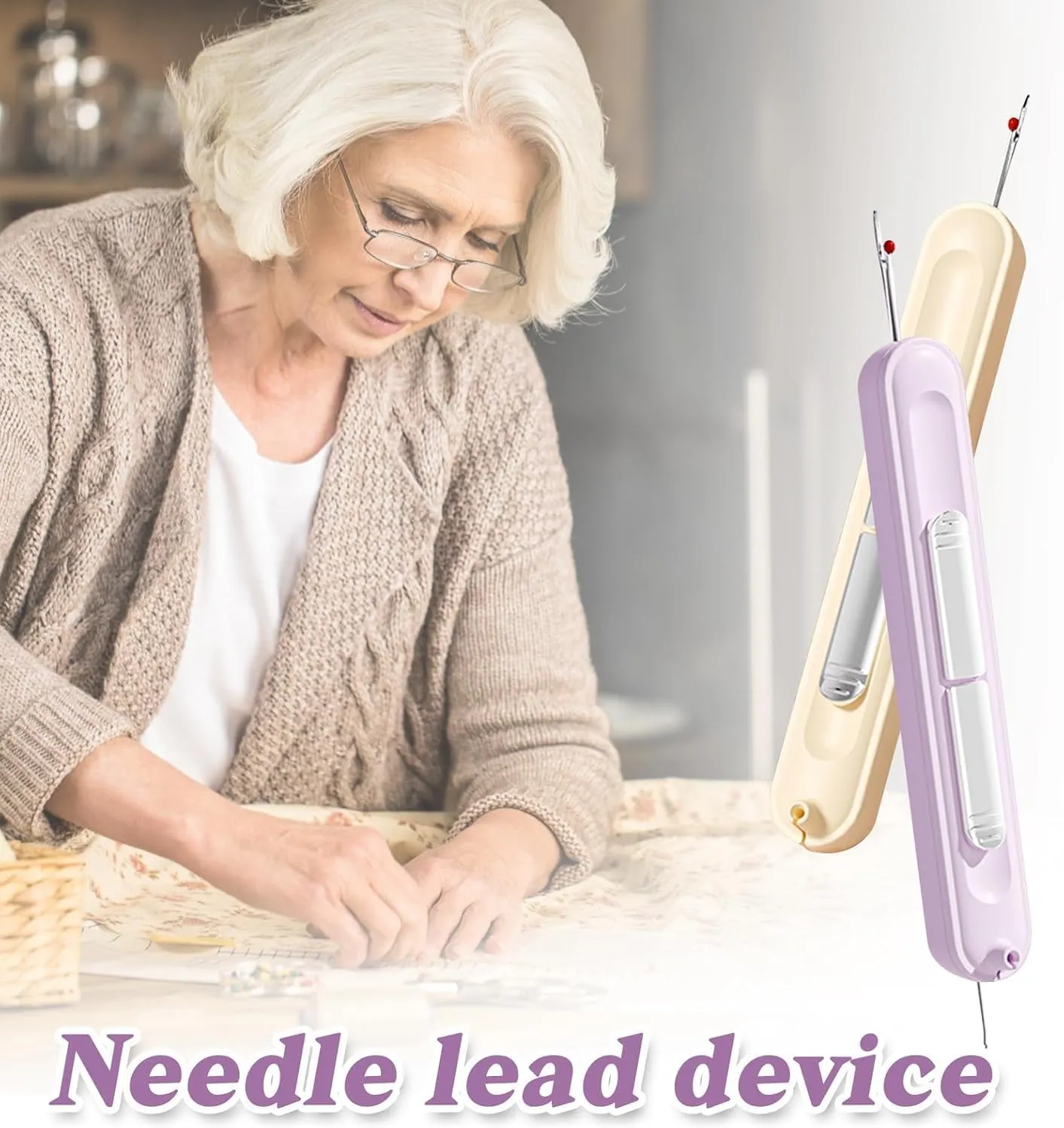 Chiclify Needle Threader,Chiclify 2-in-1 Needle Threader & Seam Ripper Tool,Chiclify Plug-in Needle Threaders,Chiclify Needle Remover,Chiclify Sewing Aids (Purple, 6PCS)