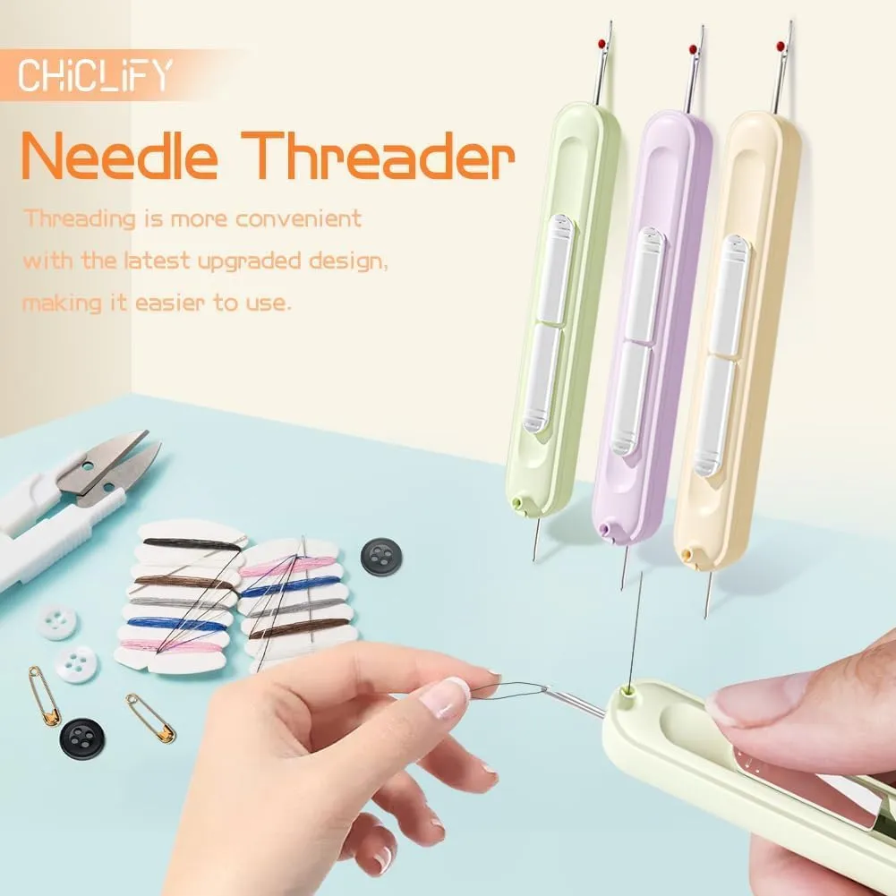 Chiclify Needle Threader,Chiclify 2-in-1 Needle Threader & Seam Ripper Tool,Chiclify Plug-in Needle Threaders,Chiclify Needle Remover,Chiclify Sewing Aids (Purple, 6PCS)