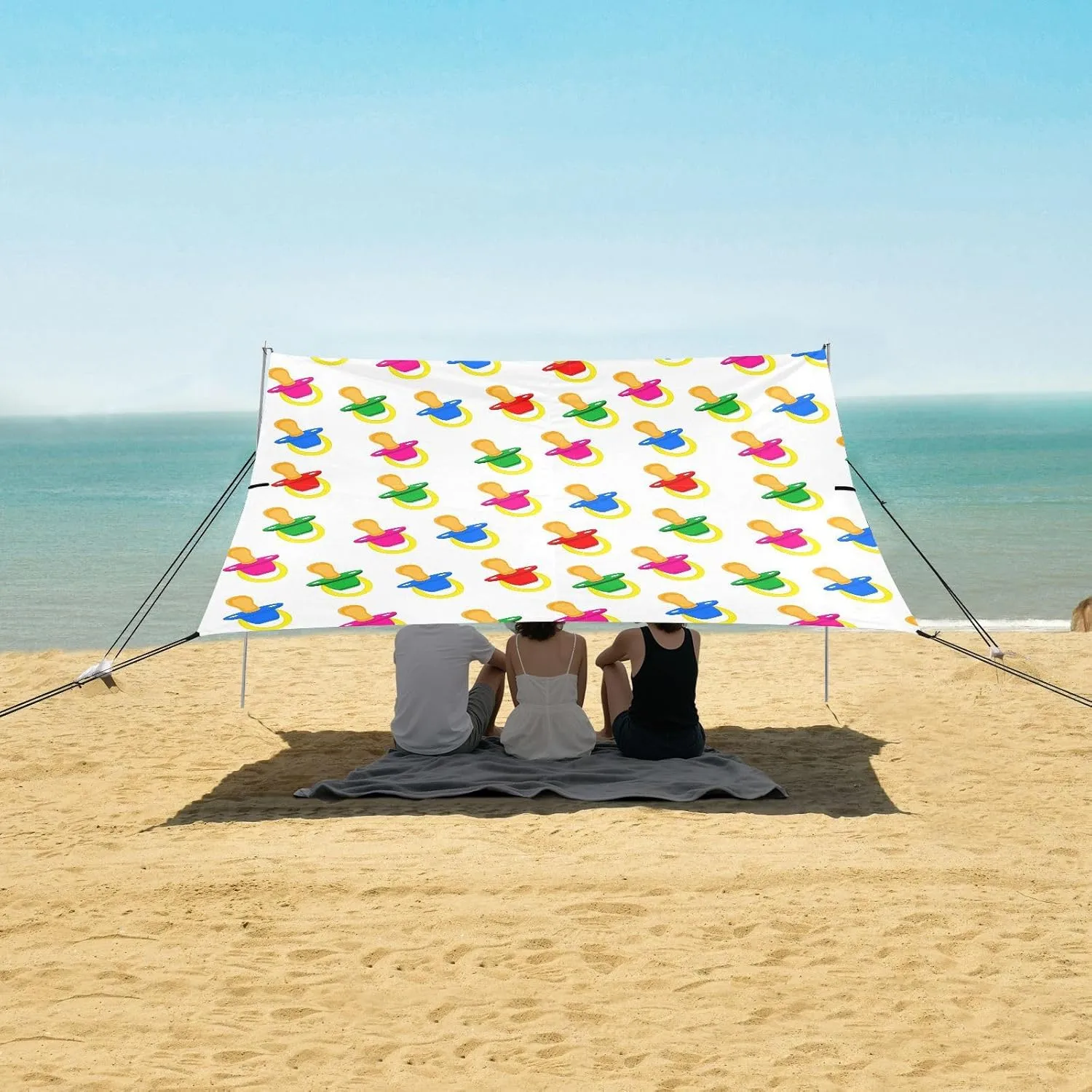 Children Colorful Pacifiers Beach Camping Tent Sun Shelter for Whole Family, Beach Shade Canopy with UPF50  UV Protection,Easy Set Up and Carry,Outdoor Shade for Trips, Fishing, Backyard Fun Pi