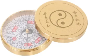 Chinese Ancient Compass Round Metal Portable Traditional Chinese Compass Delicate Retro Design