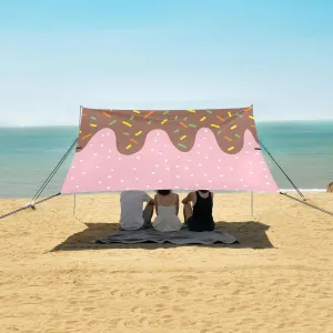 Chocolate and Pink Ice Cream Beach Camping Tent Sun Shelter for Whole Family, Beach Shade Canopy with UPF50  UV Protection,Easy Set Up and Carry,Outdoor Shade for Trips, Fishing, Backyard Fun P
