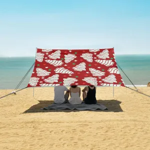 Christmas Tree Cakes Beach Camping Tent Sun Shelter for Whole Family, Red Beach Shade Canopy with UPF50  UV Protection,Easy Set Up and Carry,Outdoor Shade for Trips, Fishing, Backyard Fun Picnic