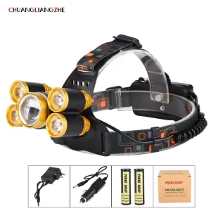 CHUANGLIANGZHE Led Headlamp T6 Zoom Waterproof Flashlight Head Luminaria Head Flashlight Camping Headlamps18650 Battery Charging