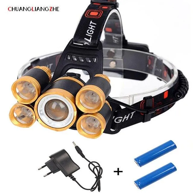 CHUANGLIANGZHE Led Headlamp T6 Zoom Waterproof Flashlight Head Luminaria Head Flashlight Camping Headlamps18650 Battery Charging