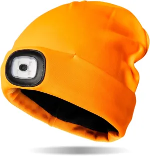 Classic Rechargeable LED Warm Knit Beanie Head Light Hat Headlamp for Outdoor Activities