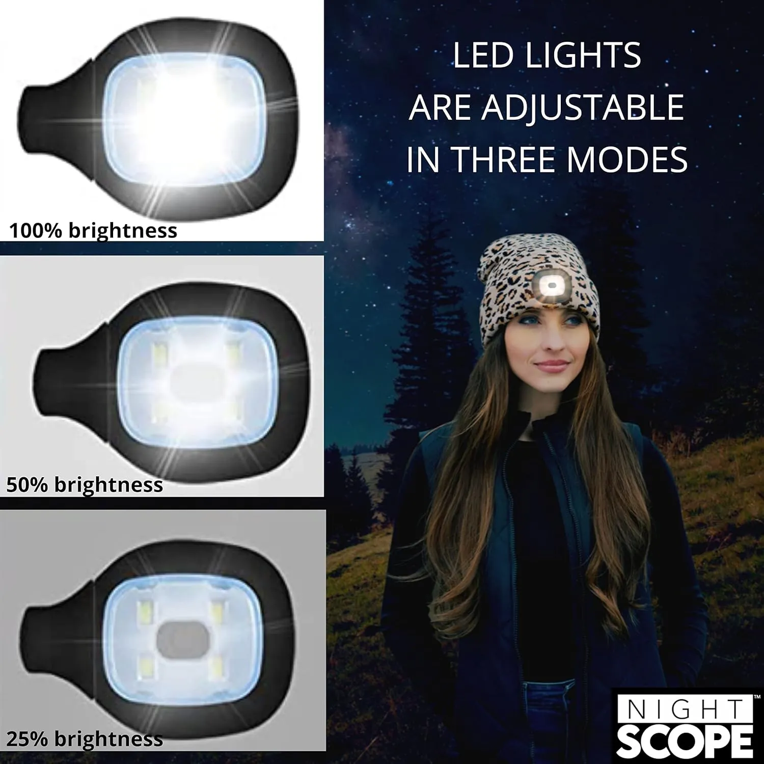 Classic Rechargeable LED Warm Knit Beanie Head Light Hat Headlamp for Outdoor Activities