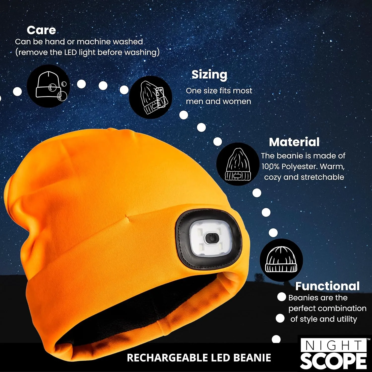 Classic Rechargeable LED Warm Knit Beanie Head Light Hat Headlamp for Outdoor Activities