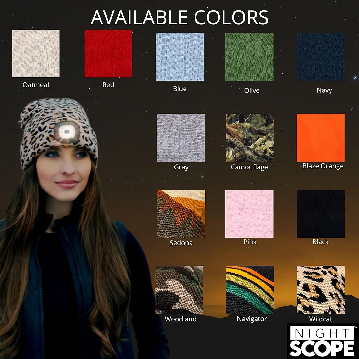 Classic Rechargeable LED Warm Knit Beanie Head Light Hat Headlamp for Outdoor Activities