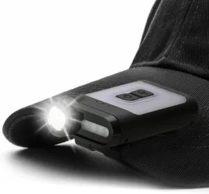 Claymore Capon 65A  (Black) - LED Rechargeable Clip-On Cap Headlamp, Lightweight Hat Light for Camping, Running, Hiking, Emergency & Industrial Use, Waterproof, USB-C, Up to 19 Hours of Battery Life.