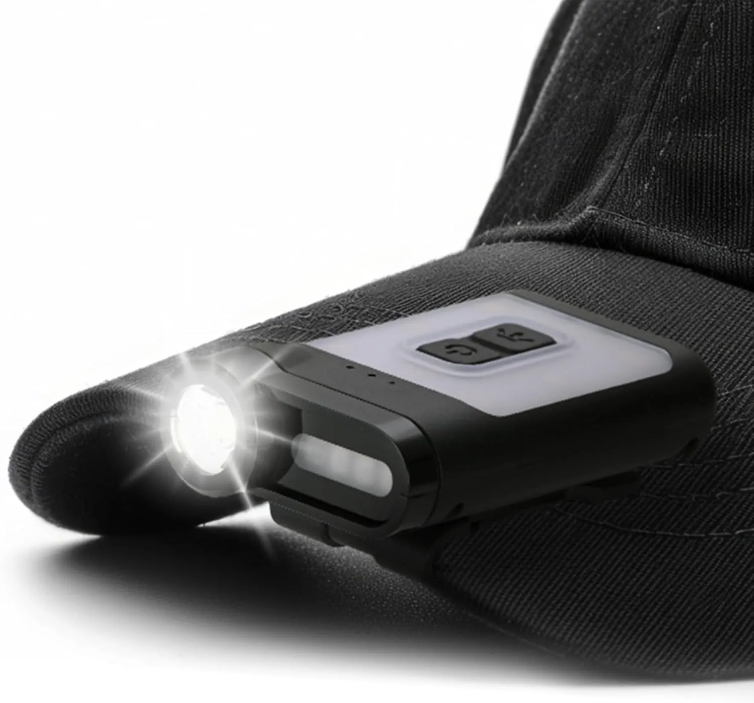 Claymore Capon 65A  (Black) - LED Rechargeable Clip-On Cap Headlamp, Lightweight Hat Light for Camping, Running, Hiking, Emergency & Industrial Use, Waterproof, USB-C, Up to 19 Hours of Battery Life.