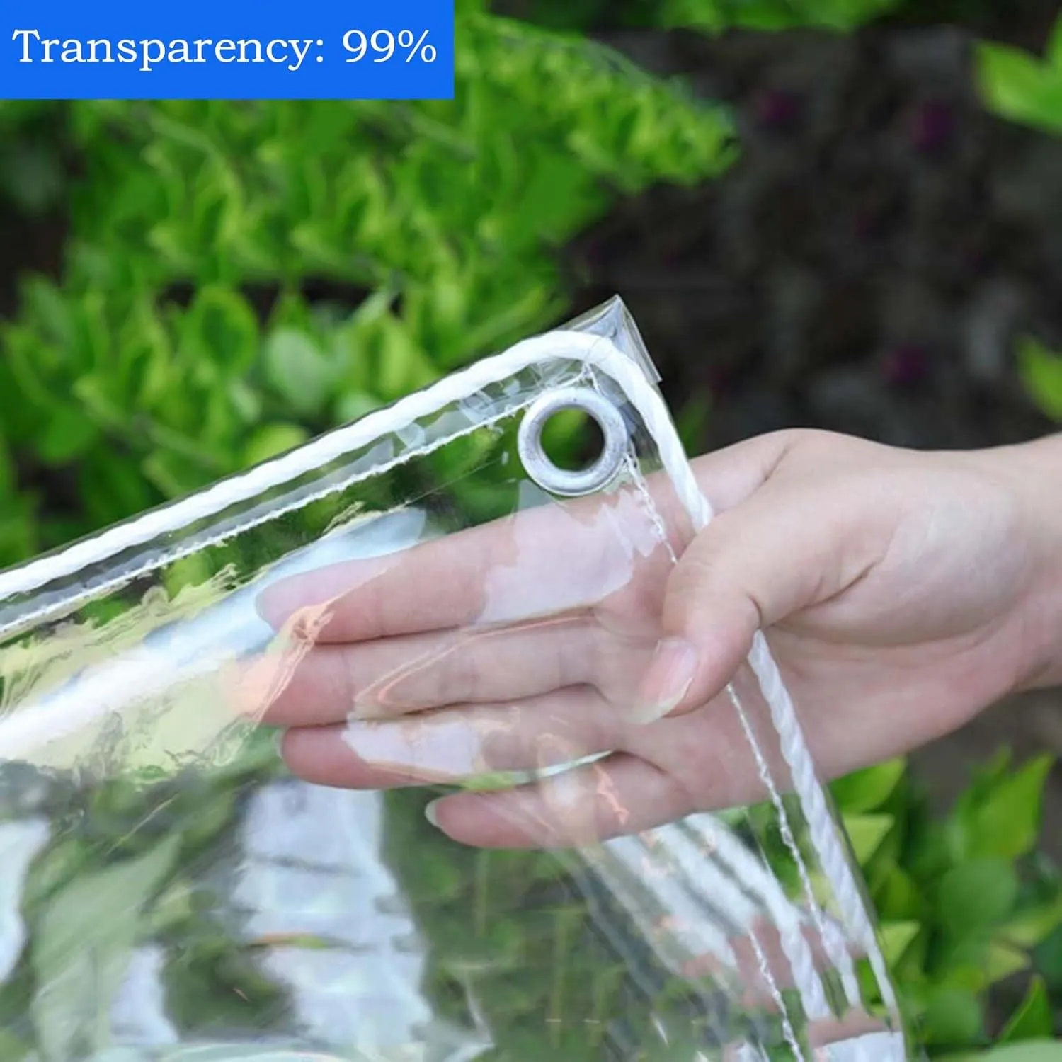 Clear PVC Tarp Heavy Duty Transparent Tarpaulin 3.9x4.9ft, Transparent Tarp Waterproof with Eyelets, Tarpaulin Transparent Thick, for Plants Gardens