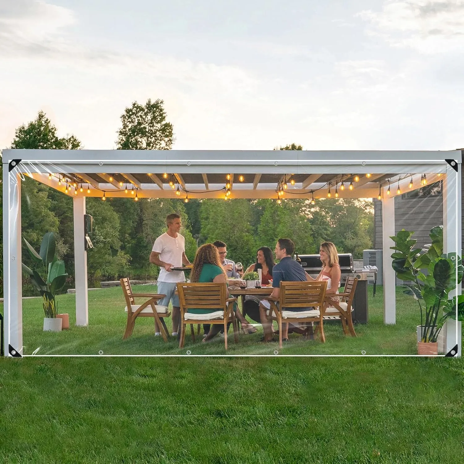 Clear Tarps Heavy Duty: PVC Thicken Transparent Tarpaulin Windproof Dustproof UV Resistant Rip and Tear Tarp Cover with Reinforced Edge for Patio Waterproof Fabric 1-Pack