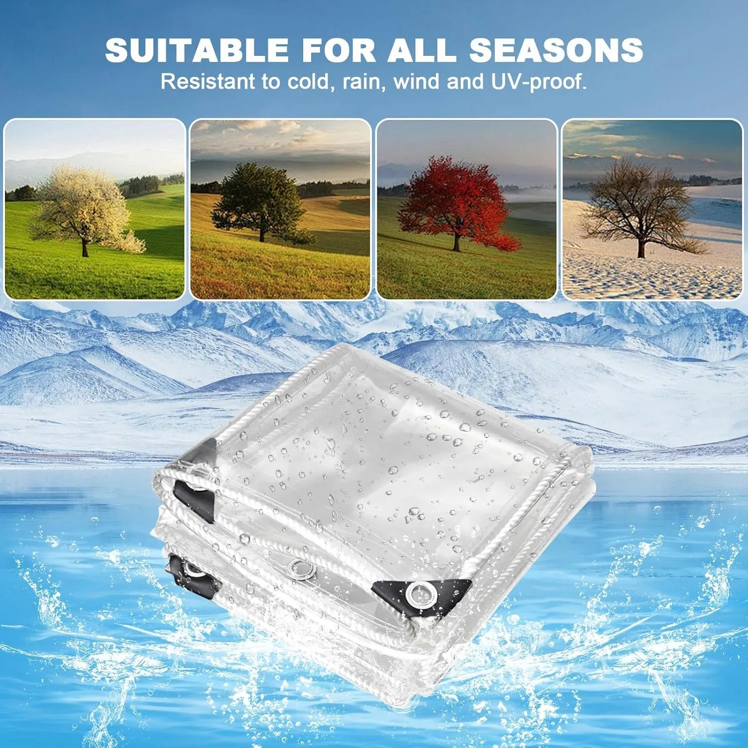 Clear Tarps Heavy Duty: PVC Thicken Transparent Tarpaulin Windproof Dustproof UV Resistant Rip and Tear Tarp Cover with Reinforced Edge for Patio Waterproof Fabric 1-Pack