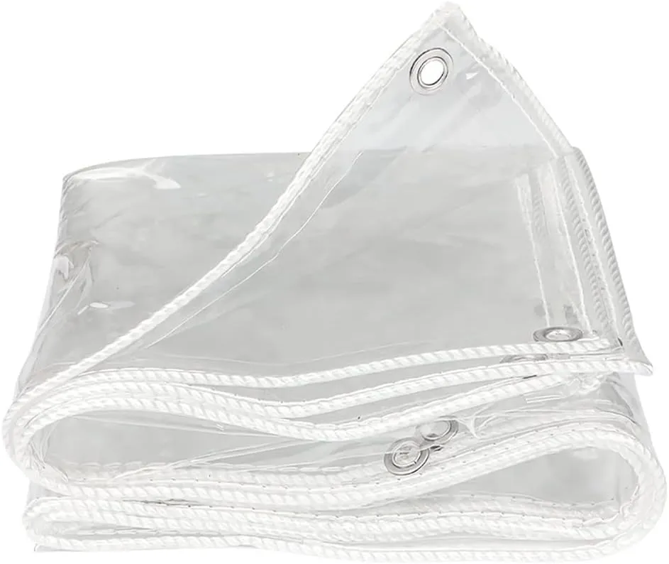 Clear Tarps in Multiple Sizes Transparent Tarpaulin Waterproof Tarpaulin 00% UV & Weather Resistant Vinyl Coated PVC Tarps/Perfect for Curtains (Color : Clear, Size : 3 * 5m)
