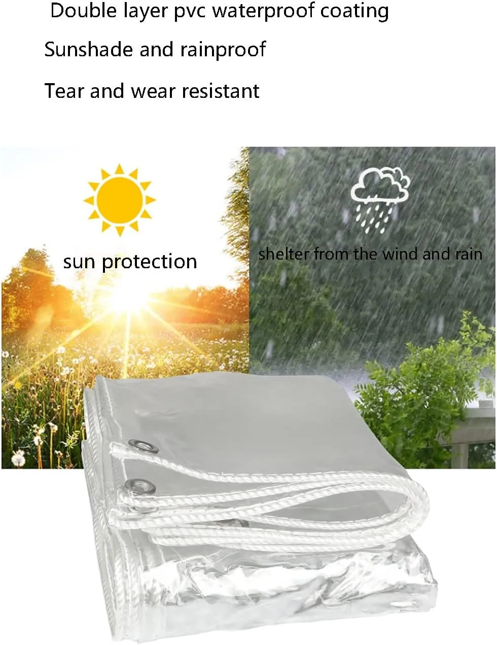 Clear Tarps in Multiple Sizes Transparent Tarpaulin Waterproof Tarpaulin 00% UV & Weather Resistant Vinyl Coated PVC Tarps/Perfect for Curtains (Color : Clear, Size : 3 * 5m)
